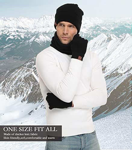 FZ FANTASTIC ZONE Winter Beanie Hats Scarf Touchscreen Gloves for Men