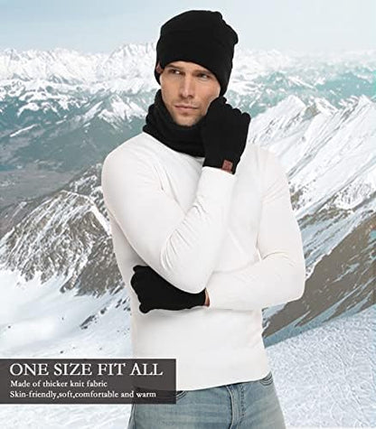 FZ FANTASTIC ZONE Winter Beanie Hats Scarf Touchscreen Gloves for Men