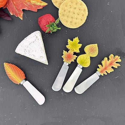 Supreme Housewares Fall Leaves Cheese Spreaders, Hand-Painted Resin