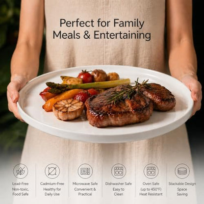 Dizada 12" Round Serving Platters Set of 3 - White Porcelain Serving