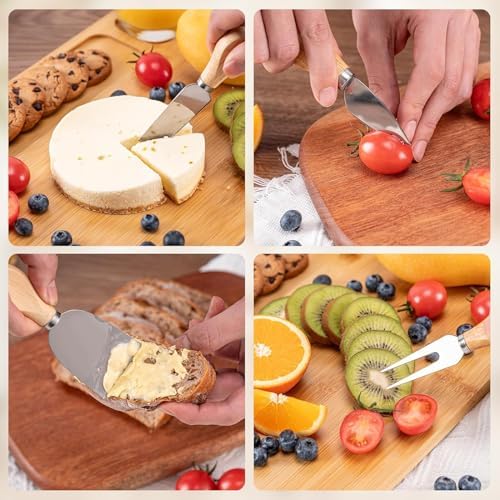 Cheese Knife with Wooden Handle - Stainless Steel Blade for Hard &
