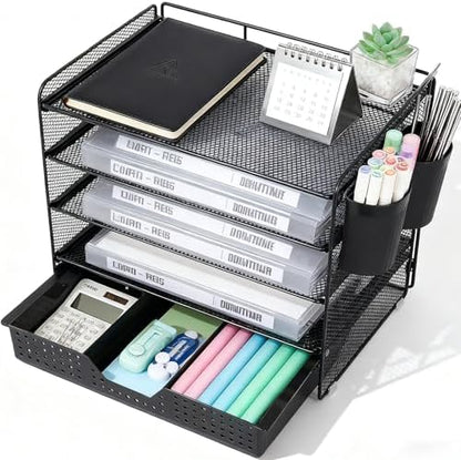 LEKETREE Desk Organizer and Accessories, 5-Tier Paper Letter Tray