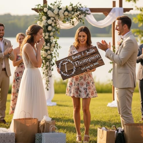 Personalized Wooden Monogram Family Sign with Couples Names, Custom
