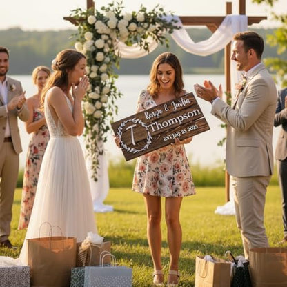 Personalized Wooden Monogram Family Sign with Couples Names, Custom