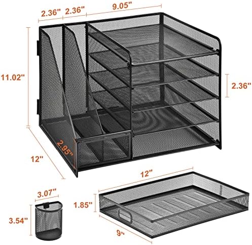 Marbrasse Desk Organizer with File Holder, 5-Tier Paper Letter Tray