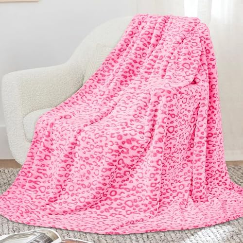 Pink Throw Blanket for Girls, Warm Soft Fuzzy Cute Small Fleece
