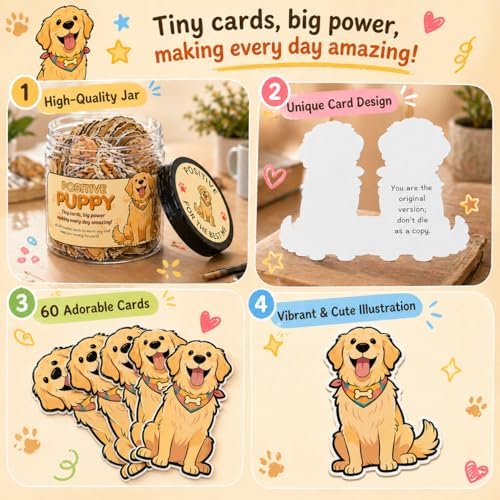 60 Positive Affirmation Cards Jar Golden Retriever Gifts For Women