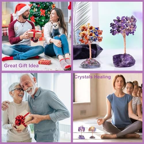 Amethyst Crystal Tree of Life,Purple Room Office Desk Decorations