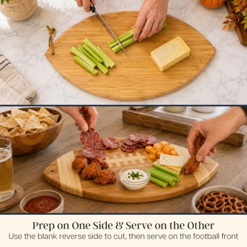 Totally Bamboo Football Shaped Cutting Board and Charcuterie Board