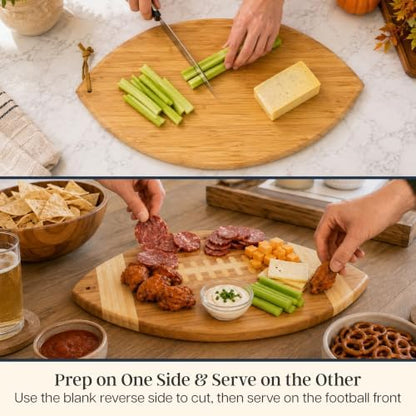 Totally Bamboo Football Shaped Cutting Board and Charcuterie Board