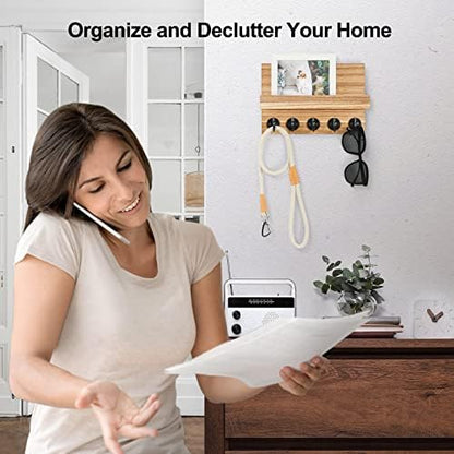 Lwenki Key Holder for Wall, Decorative Key and Mail Holder with Shelf