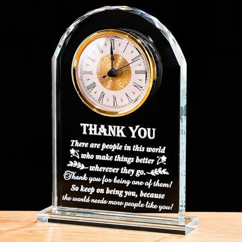 Movdyka Thank You Gifts for Men Crystal Clock Appreciation Plaque