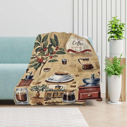 Coffee Gifts Throw Blankets for Women Men, Coffee Lovers Birthday