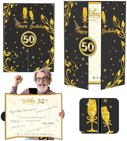50th Birthday Guest Book Black Gold Party Decorations
