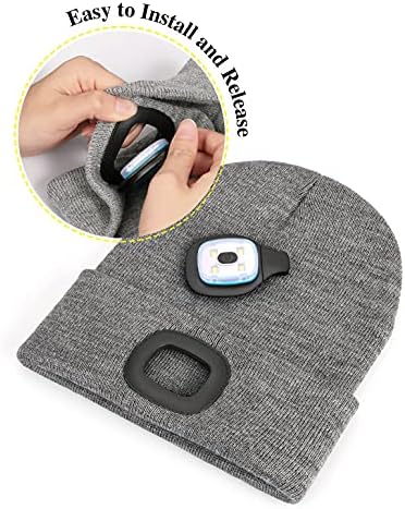 MELASA Unisex Beanie with The Light Hands Free Winter Beanie Gifts for