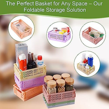 HUUSMOT 6-Pack Collapsible Small Plastic Storage Baskets