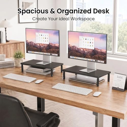 OPNICE Adjustable Monitor Stand Riser for Desk, Wood Computer & Laptop