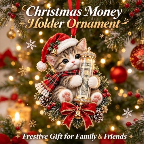 Christmas Cute Animal Cash Gift Ornament, Money Holder Hanging