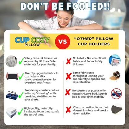 Cup Cozy Deluxe Pillow (Gray) *As Seen on TV* -The World's Best Couch