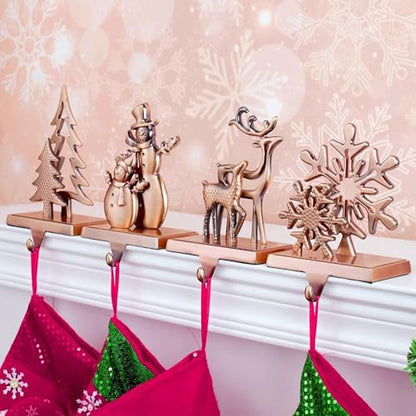 4pcs Christmas Stocking Holders for Mantel, Snowman Stocking Hangers
