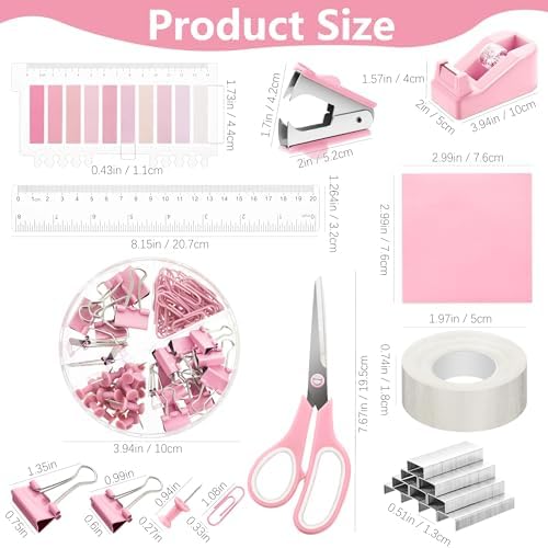 Fayoo 11 Pcs Pink Office Supplies Set Mesh Desk Organizer Accessories