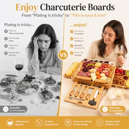 Charcuterie Boards Gift Set, Cheese Board Knife Set, Entertaining