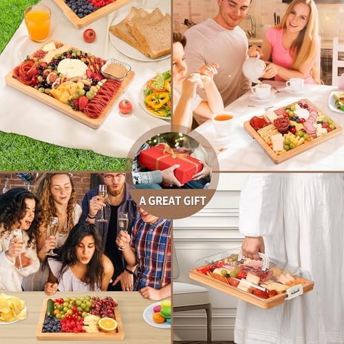 CAWIU Portable Charcuterie Board with Lid, Travel Cheese Board & Snack