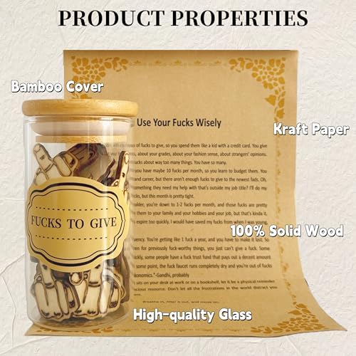 Jxueych Funny Middle Finger Gifts for Men - Jar of Laughs Wooden