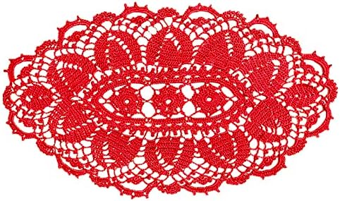 SUNONE11HKA 21 Inch Length Oval Lace Crochet Flowers Doilies
