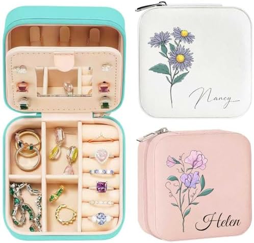 Personalized Jewelry Box for Women, Custom Travel Jewelry Case with