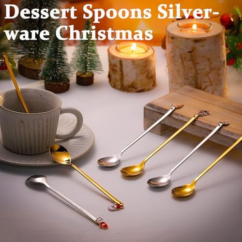 AKOAK 6 pcs/set Christmas Stainless Steel Spoon Set Creative
