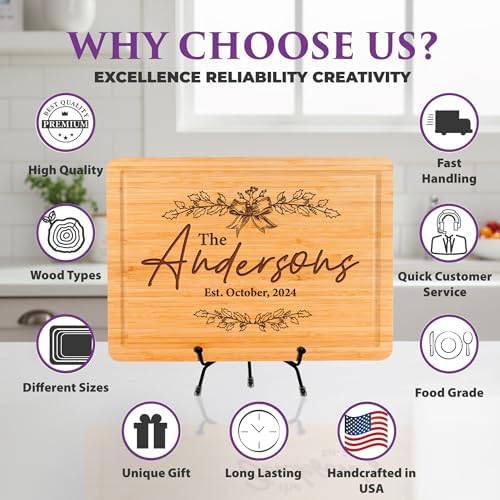 Personalized Cutting Board, Custom Engraved Wood Charcuterie Boards