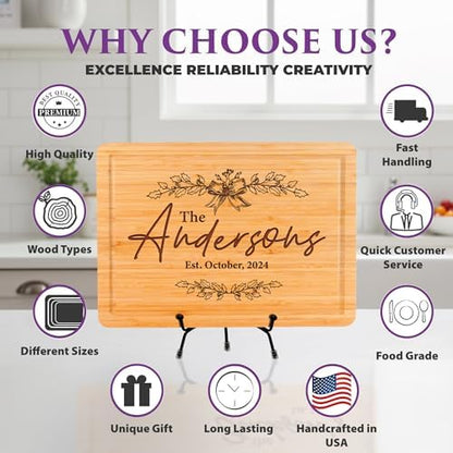 Personalized Cutting Board, Custom Engraved Wood Charcuterie Boards