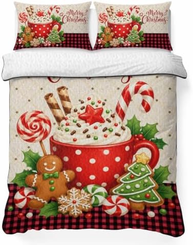 Merry Christmas Quilt Set Twin Size 3 Pieces Quilted Bedspread Soft