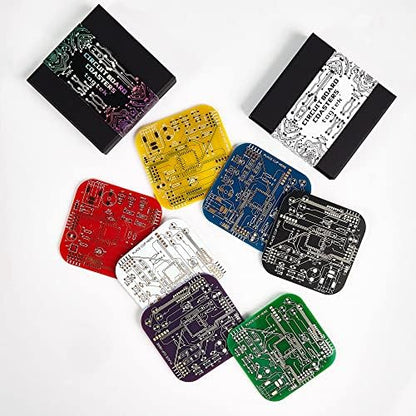 PCB-Design Red Circuit Board Coasters for Coffee Table, Bar, Office