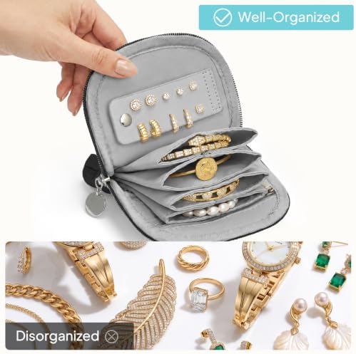 TOPEAST Quilted Travel Jewelry Case for Women, Puffer Jewelry