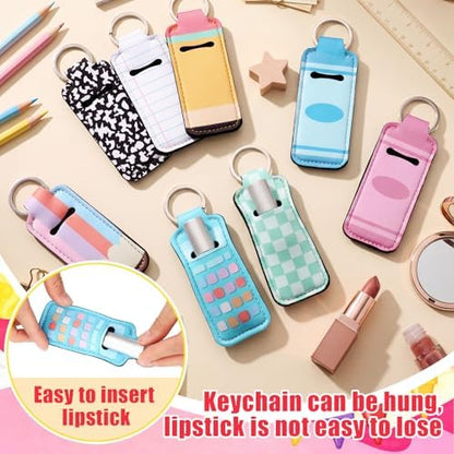 40 Pcs Teacher Lipstick Holder Keychain, Pastel