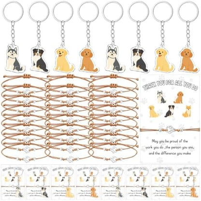 24 Sets Vet Tech Appreciation Gifts Bulk Dog Keychains and Paw