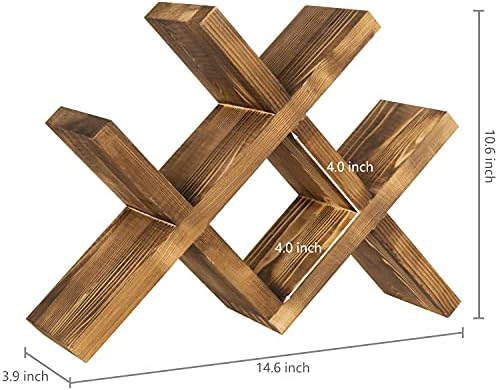 MyGift 4-Bottle Rustic Brown Wood Wine Rack for Countertop - Brushed