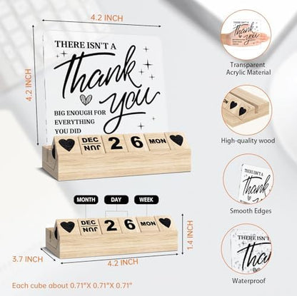 Thank You Appreciation Gifts - Wooden Block Perpetual Calendar