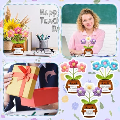 Wavwavw 3 Pcs Thank You Gifts Crochet Flower Employees Appreciation