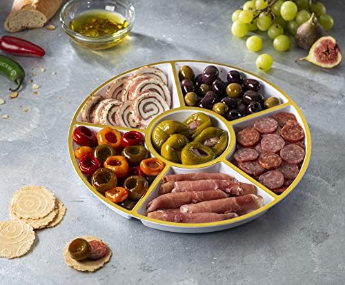 Plasticpro 6 Sectional Round Plastic Serving Tray/Platter