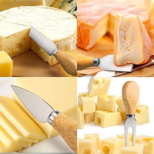 4 Cheese Knives Set - Cheese Knife,Cheese Fork,Cheese Slicer,Butter