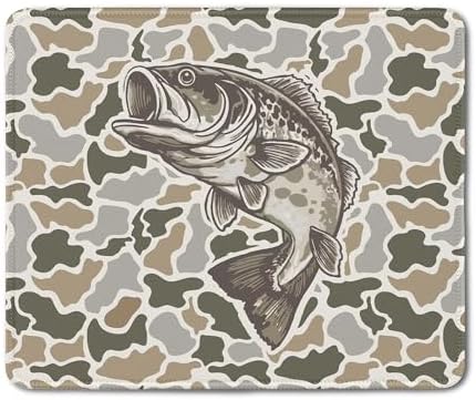 Bass Fish Camo Mouse Pad, Fishing Fisherman Gifts, Rustic Hunting