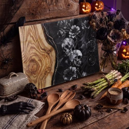 Halloween Skull Glass Cutting Board Halloween Charcuterie Board