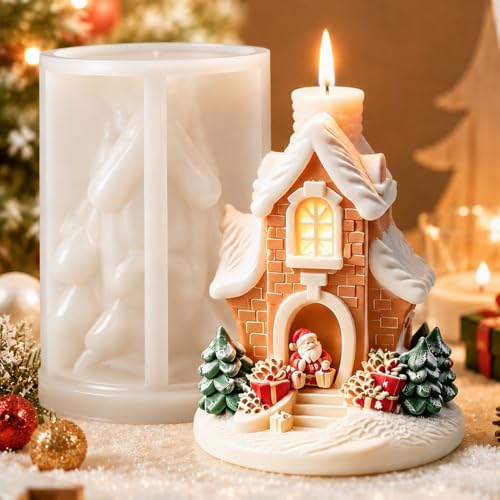 Christmas Silicone Molds Santa Claus Knocking Door Giving Gifts Candle