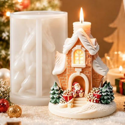 Christmas Silicone Molds Santa Claus Knocking Door Giving Gifts Candle