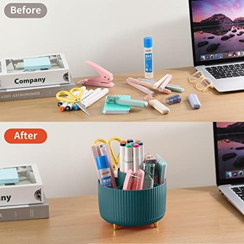 Desk Pencil Pen Holder, 5 Slots 360°Degree Rotating Pen Organizers for