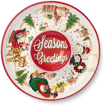 Santa’s Retro Christmas Chip and Dip – Holiday Serving Tray with