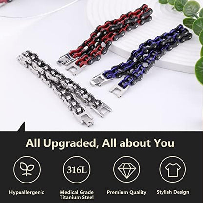 Feraco Mens Bikers Bracelet Stainless Steel Motorcycle Bike Chain